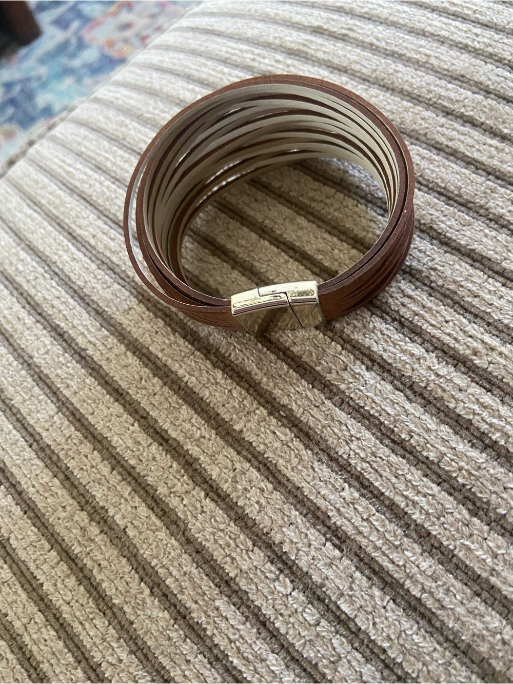 Layered Brown Leather Wrap Bracelet with Silver Clasp